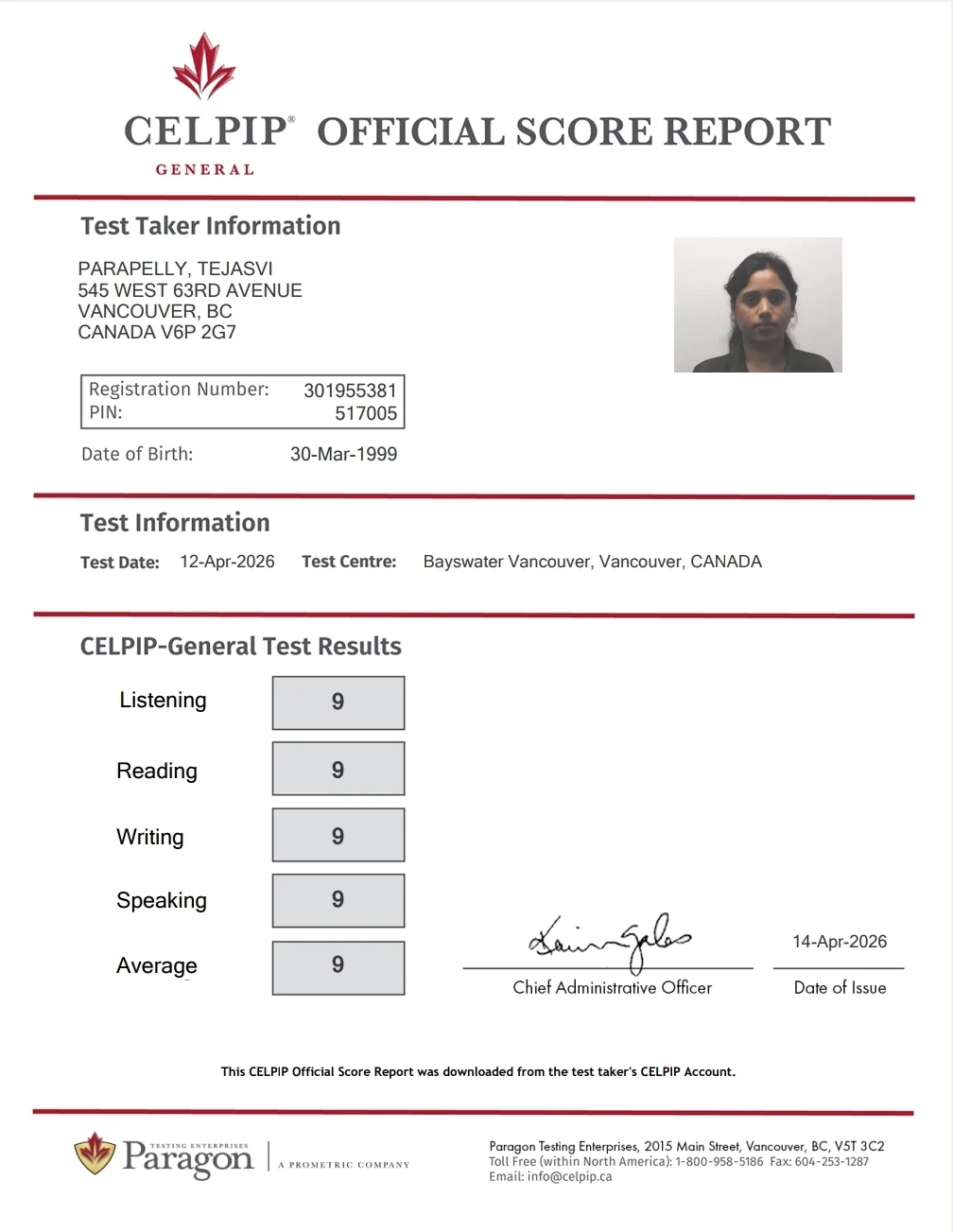 CELPIP Results 5